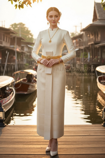 ชุดไทยบรมพิมาน สีครีมทอง (TB 051)