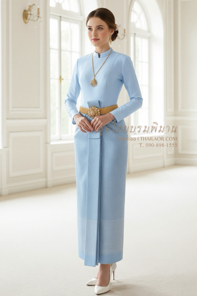ชุดไทยบรมพิมาน สีฟ้า (TB 015)
