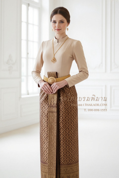 ชุดไทยบรมพิมาน สีน้ำตาล (TB 020)