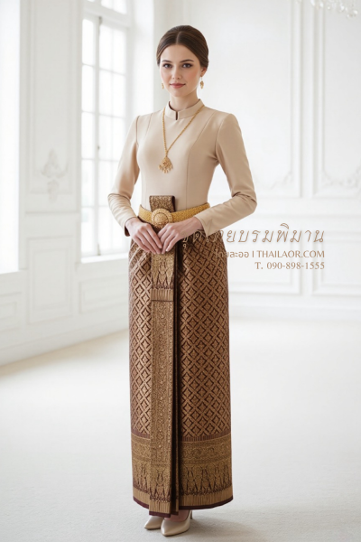 ชุดไทยบรมพิมาน สีน้ำตาล (TB 020)