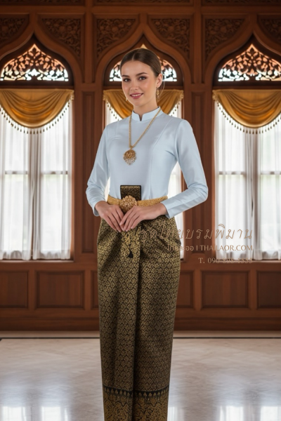 ชุดไทยบรมพิมาน สีฟ้าน้ำเงิน (TB 036)