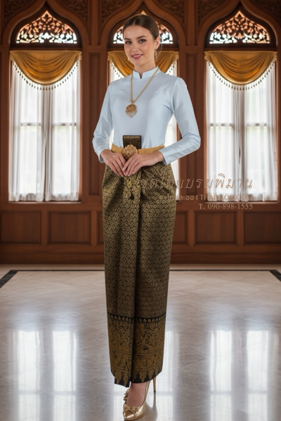 ชุดไทยบรมพิมาน สีฟ้าน้ำเงิน (TB 036)