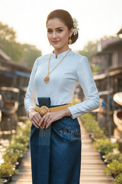 ชุดไทยบรมพิมาน สีฟ้าน้ำทะเล (TB 053)