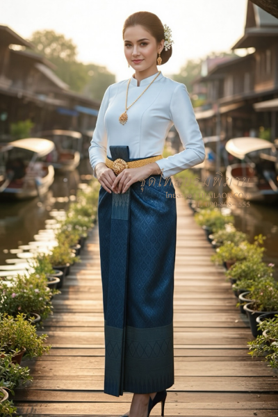 ชุดไทยบรมพิมาน สีฟ้าน้ำทะเล (TB 053)