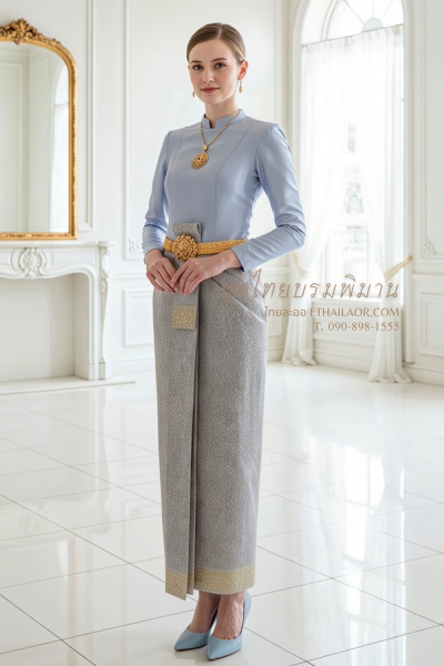 ชุดไทยบรมพิมาน สีเทาเงิน (TB 016)