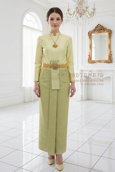 ชุดไทยบรมพิมาน สีเขียวอ่อน (TB 025)