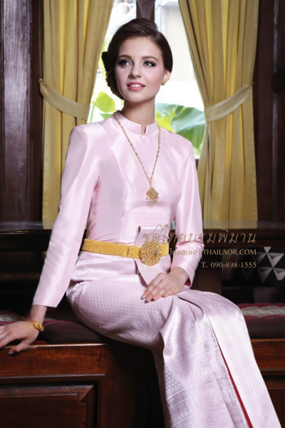 ชุดไทยบรมพิมาน สีชมพูเงิน (TB 055)