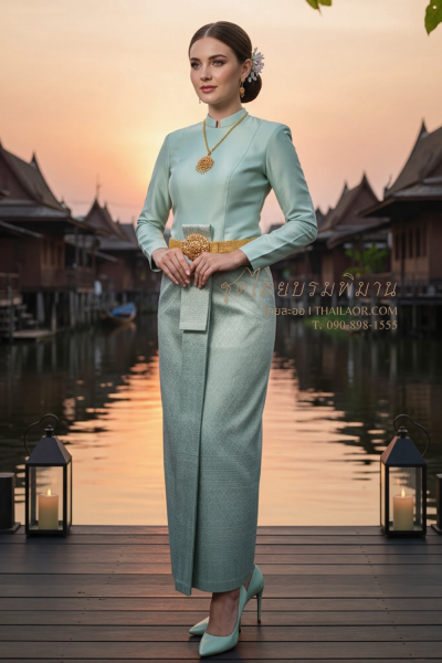 ชุดไทยบรมพิมาน สีฟ้าเงิน (TB 054)