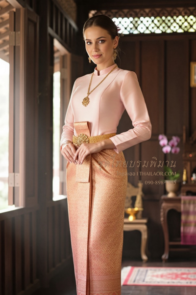ชุดไทยบรมพิมาน สีโอล์ดโรสส้ม (TB 049)