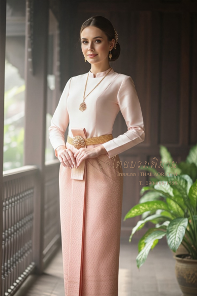 ชุดไทยบรมพิมาน สีโอล์ดโรส (TB 047)