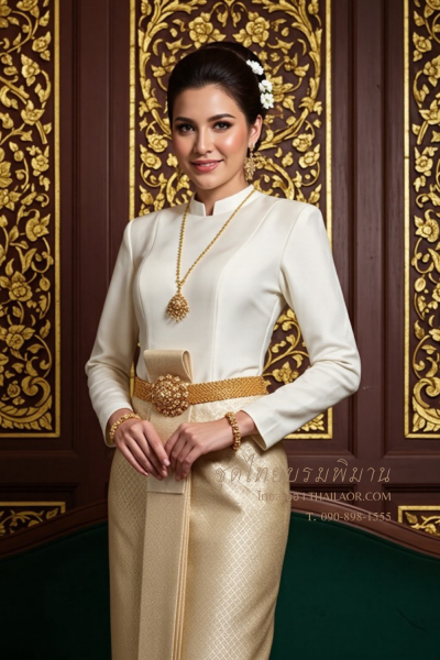 ชุดไทยบรมพิมาน สีงาช้างทอง (TB 041)