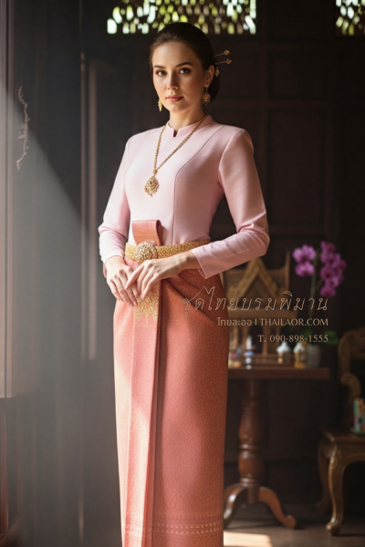 ชุดไทยบรมพิมาน สีพีช (TB 048)