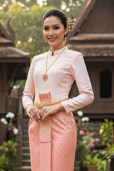 ชุดไทยบรมพิมาน สีพีชชมพู (TB 050)