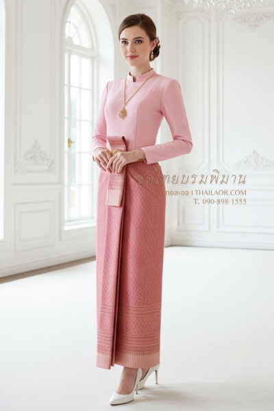 ชุดไทยบรมพิมาน สีแดงอ่อน (TB 021)