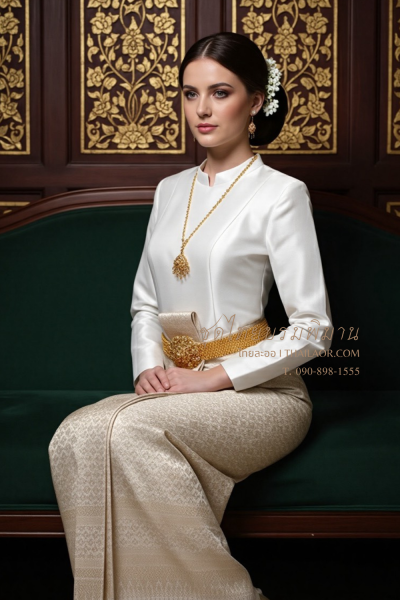 ชุดไทยบรมพิมาน สีงาช้างทอง (TB 046)