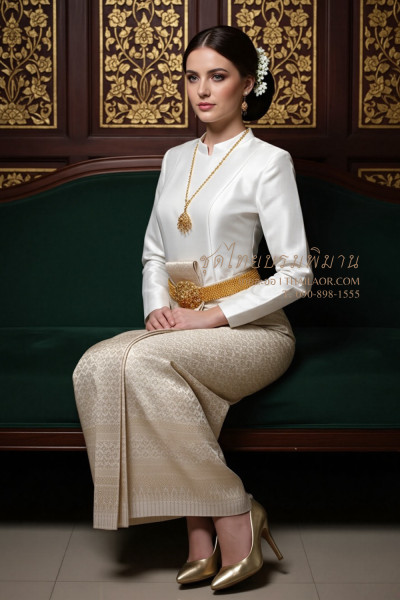 ชุดไทยบรมพิมาน สีงาช้างทอง (TB 046)