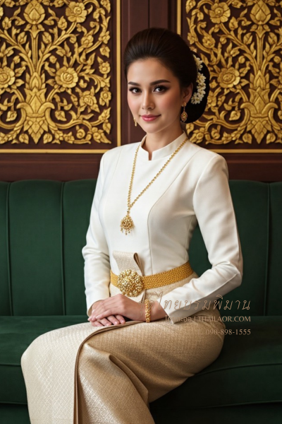 ชุดไทยบรมพิมาน สีงาช้างทอง (TB 045)