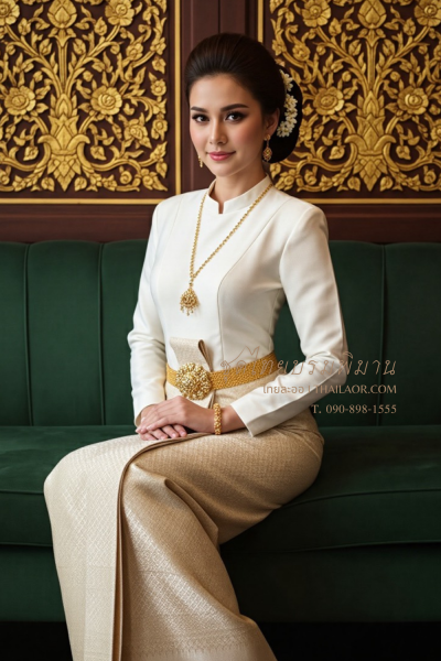 ชุดไทยบรมพิมาน สีงาช้างทอง (TB 045)