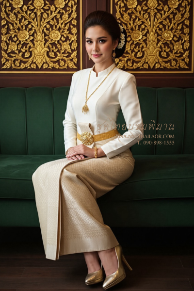 ชุดไทยบรมพิมาน สีงาช้างทอง (TB 045)