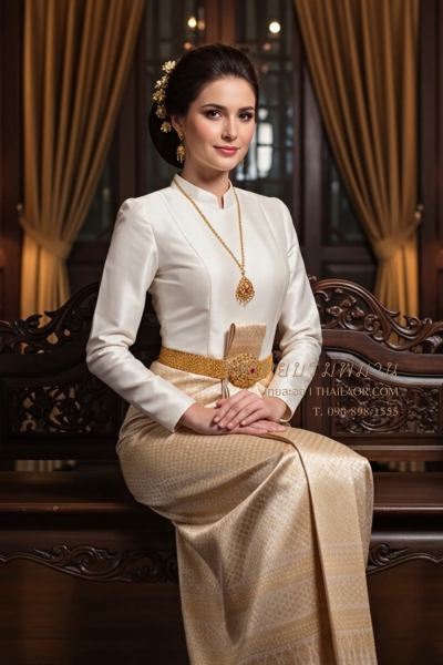 ชุดไทยบรมพิมาน สีครีมทอง (TB 044)