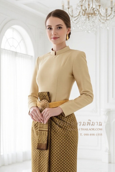 ชุดไทยบรมพิมาน สีน้ำตาล (TB 028)
