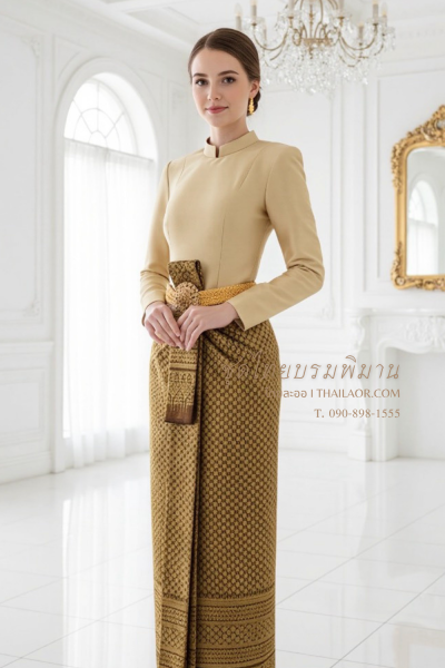 ชุดไทยบรมพิมาน สีน้ำตาล (TB 028)