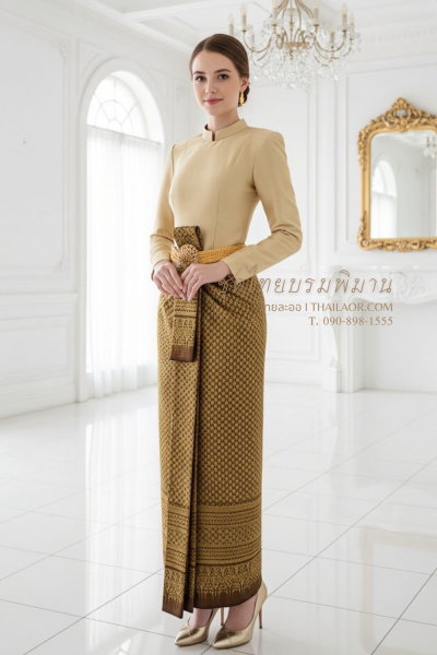 ชุดไทยบรมพิมาน สีน้ำตาล (TB 028)