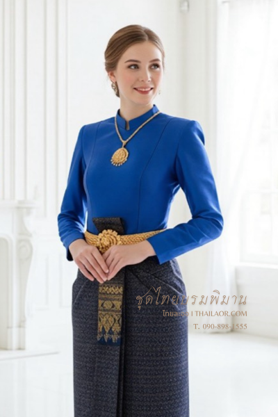 ชุดไทยบรมพิมาน สีน้ำเงิน (TB 022)