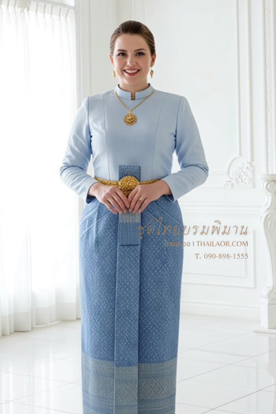 ชุดไทยบรมพิมาน สีฟ้า (TB 030)
