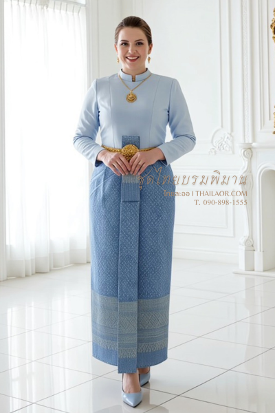 ชุดไทยบรมพิมาน สีฟ้า (TB 030)