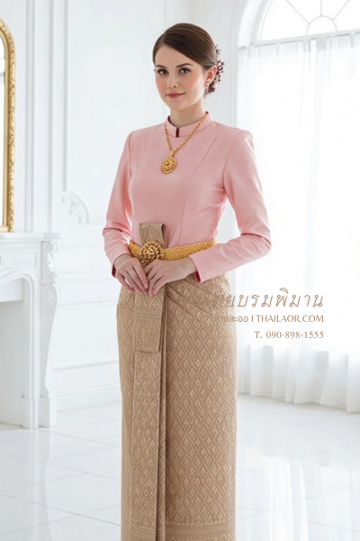ชุดไทยบรมพิมาน สีโอล์ดโรส (TB 007)
