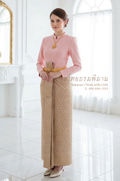 ชุดไทยบรมพิมาน สีโอล์ดโรส (TB 007)