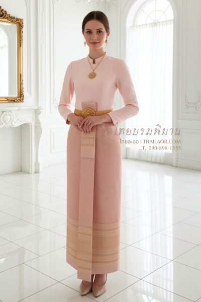 ชุดไทยบรมพิมาน สีโอล์ดโรส (TB 013)