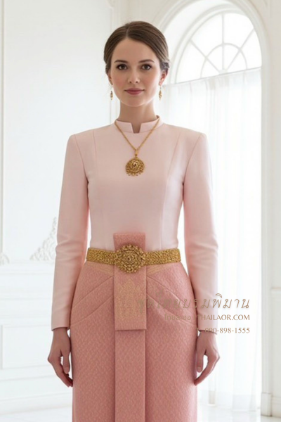 ชุดไทยบรมพิมาน สีโอล์ดโรส (TB 017)