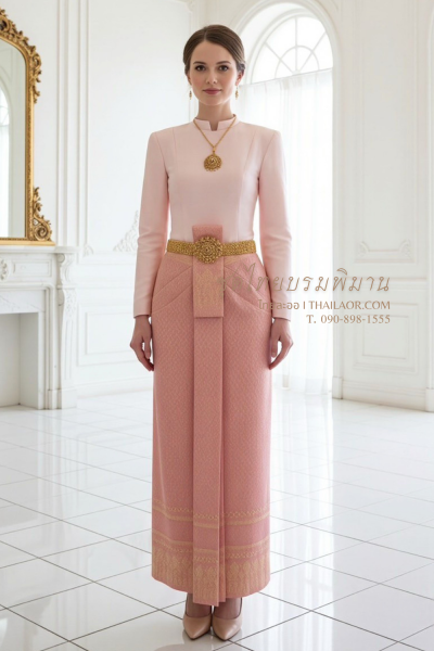 ชุดไทยบรมพิมาน สีโอล์ดโรส (TB 017)