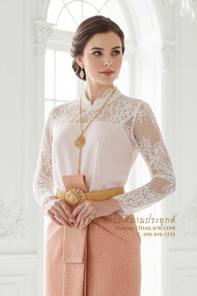 ชุดไทยบรมพิมานประยุกต์ สีโอล์ดโรส (TBP 010)