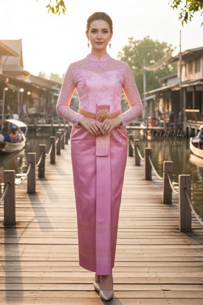 ชุดไทยบรมพิมานประยุกต์ สีชมพู (TBP 011)