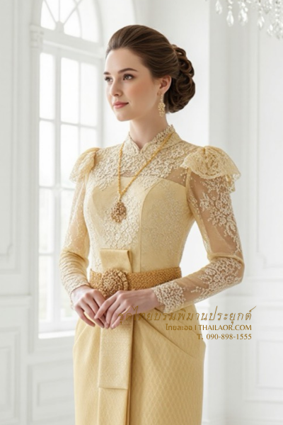 ชุดไทยบรมพิมานประยุกต์ สีทอง (TBP 001)