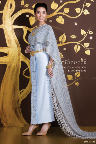 ชุดไทยจักรพรรดิ สีฟ้าเทา (TCP 012)