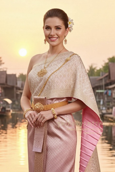 ชุดไทยจักรพรรดิ สีชมพูกลีบบัว (TCP 026)