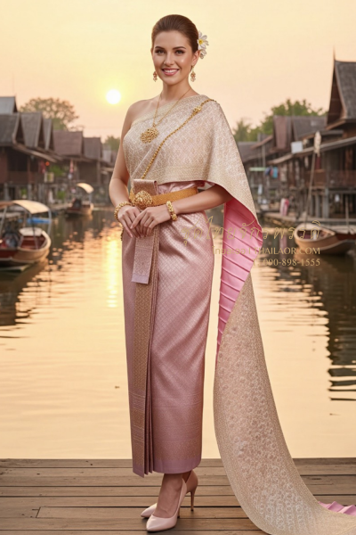 ชุดไทยจักรพรรดิ สีชมพูกลีบบัว (TCP 026)