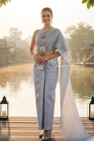 ชุดไทยจักรพรรดิ สีเงินอ่อน (TCP 004)