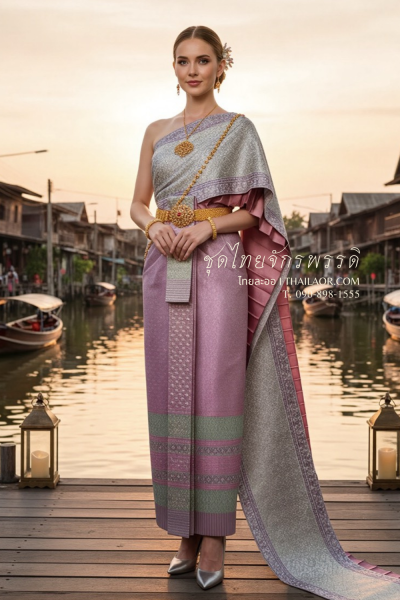 ชุดไทยจักรพรรดิ สีกลีบบัวเงิน (TCP 007)