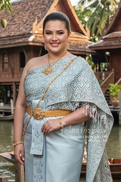 ชุดไทยจักรพรรดิ สีฟ้าเทา (TCP 012)