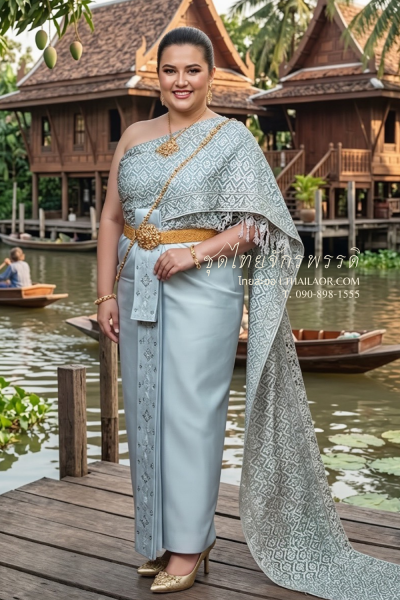 ชุดไทยจักรพรรดิ สีฟ้าเทา (TCP 012)