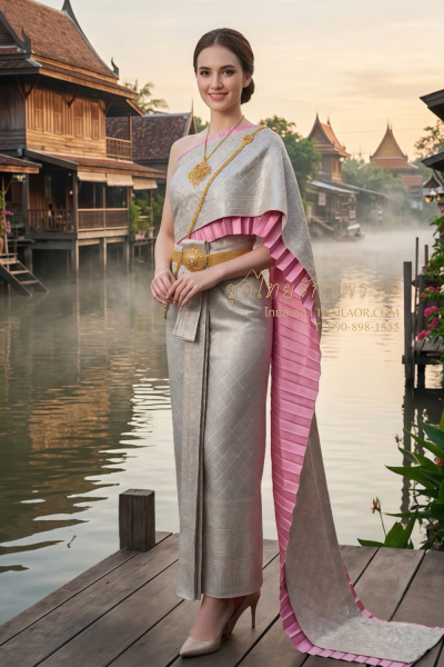 ชุดไทยจักรพรรดิ สีเทากลีบบัว (TCP 028)