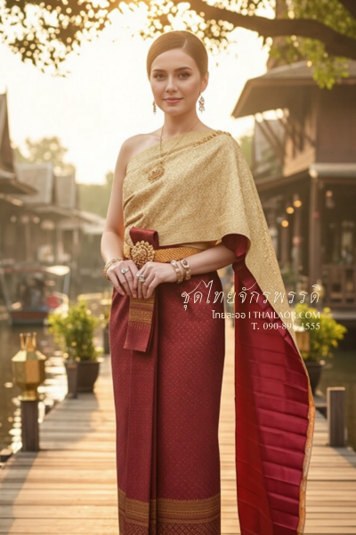 ชุดไทยจักรพรรดิ สีแดงทอง (TCP 002)