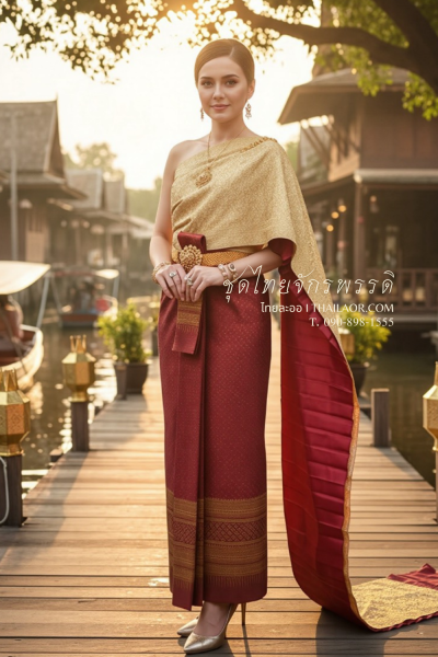 ชุดไทยจักรพรรดิ สีแดงทอง (TCP 002)