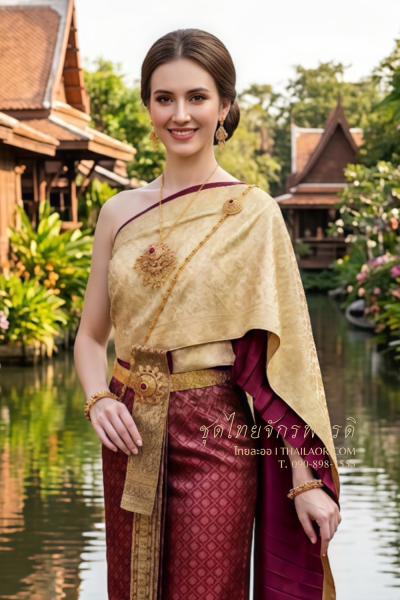 ชุดไทยจักรพรรดิ สีแดงทอง (TCP 021)