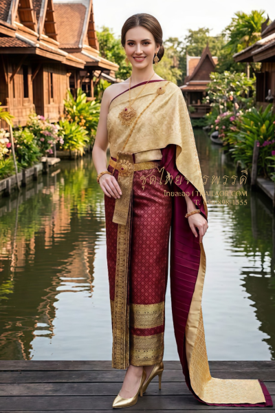 ชุดไทยจักรพรรดิ สีแดงทอง (TCP 021)